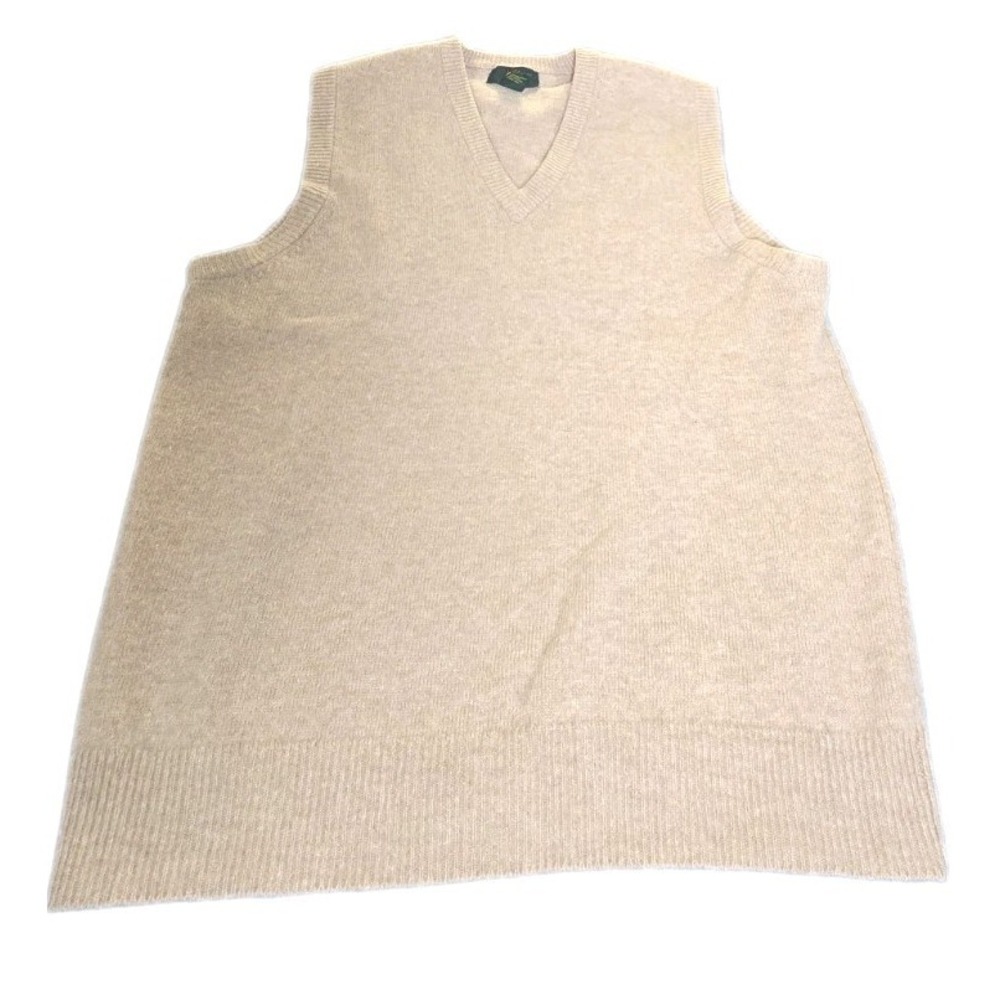 Vintage Club Room Men Small S Sweater Vest 100% Lambswool V-Neck Oatmeal Beige